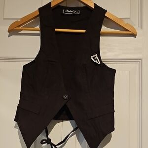 🤎 NWT Balmung Brown Tailored Vest | Adjustable Back Tie | Button Front | Size S